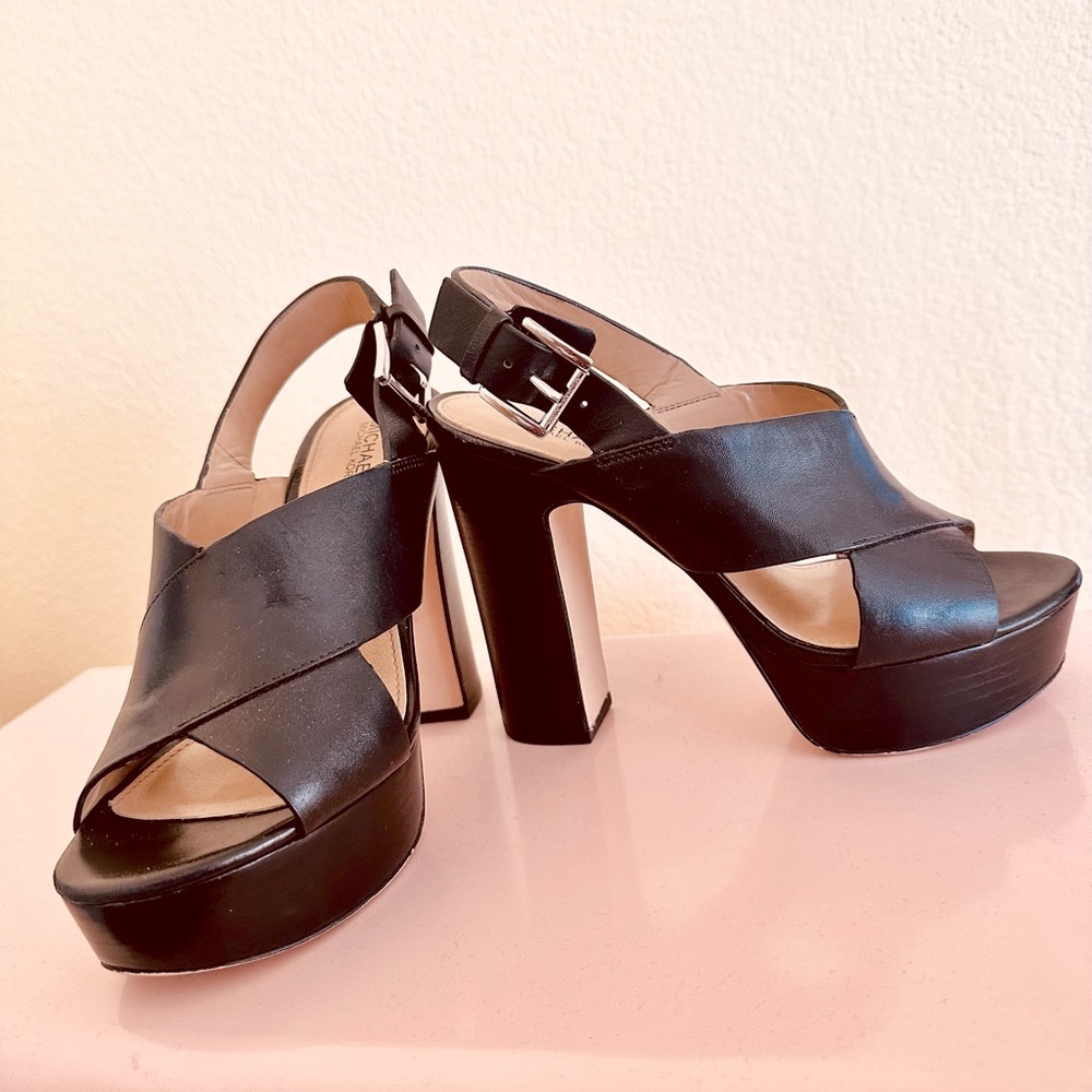 Classic Black Platform Slingback Michael Kors Heels